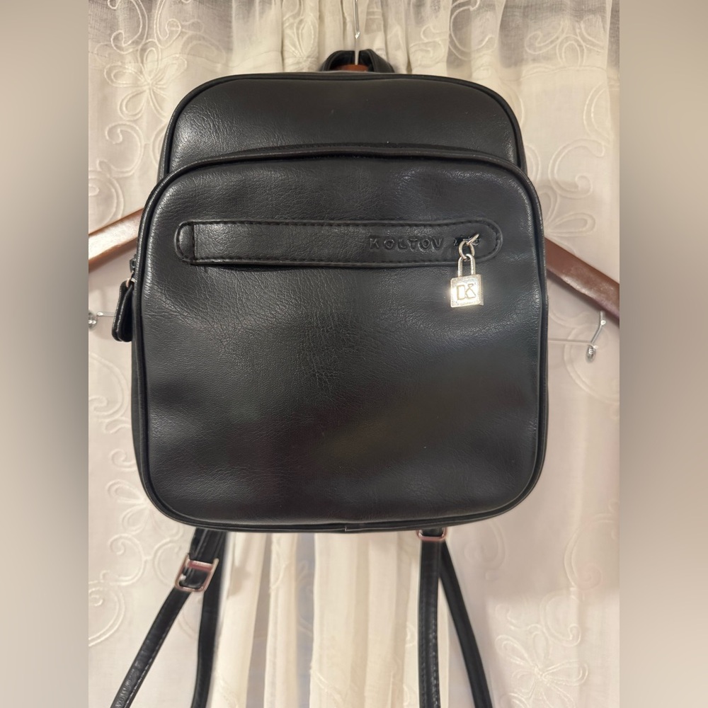 Vintage 90 KOLTOV Faux Leather Mini Backpack Purse Convertible Anti Theft Pocket
